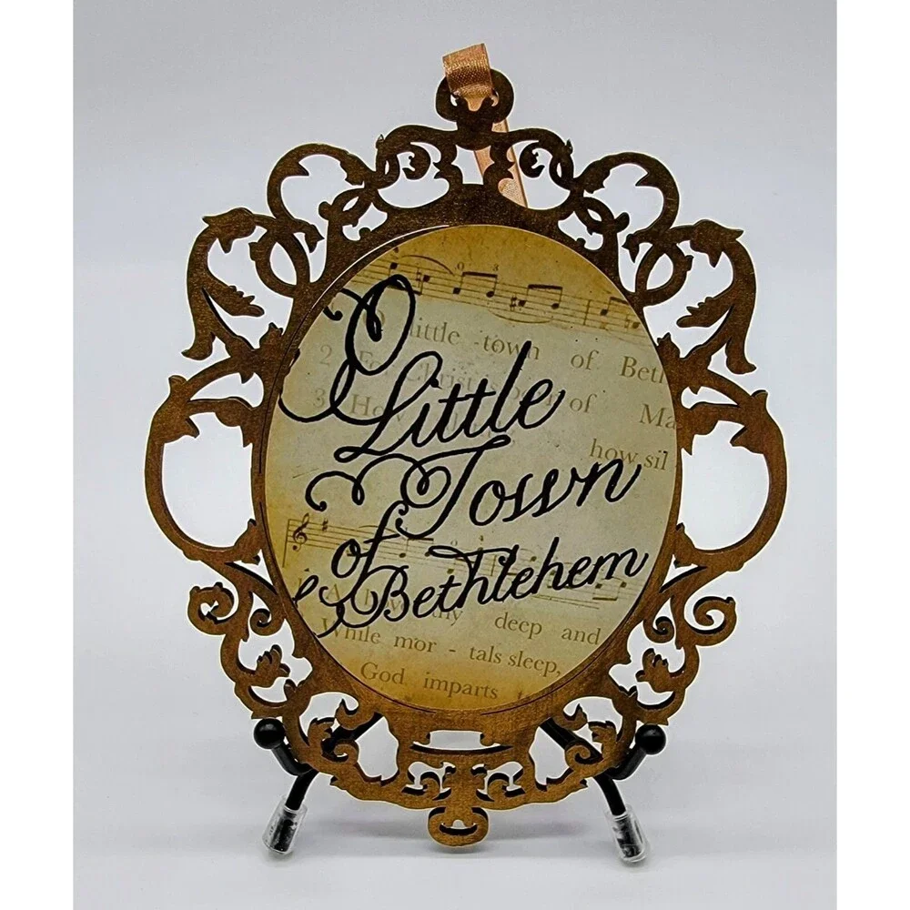 O Little Town of Bethlehem Wood Filigree Christmas Ornament Choir Music